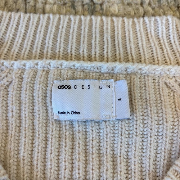 ASOS Cream Ribbed Button-Up Cardigan - Picture 2 of 2